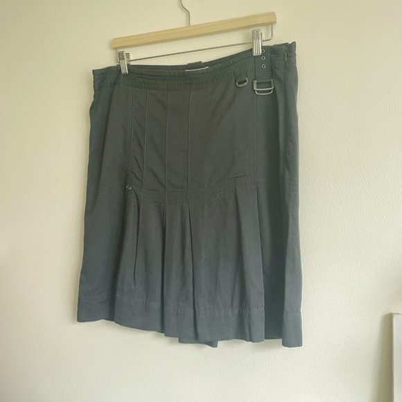 vintage Y2K Diesel grey flannel pleated skirt kilt XL plus low waist grunge - Picture 3 of 7